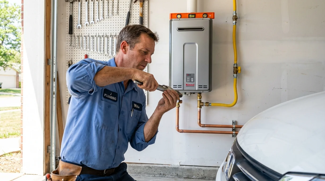 Tankless water heater installation by a Johns Plumbing LLC plumber in Calcium